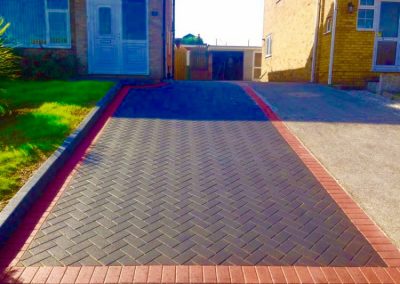 Block paving driveway going uphill