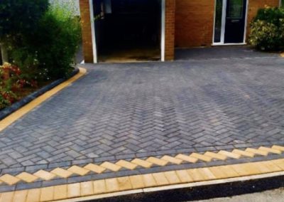 Block paving driveway with two colours